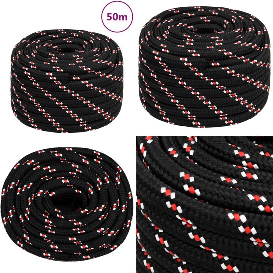 vidaXL Boottouw 14 mm 100 m polypropeen zwart
