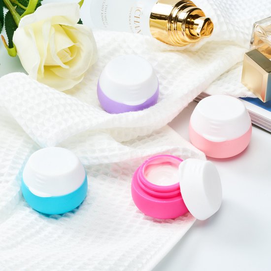 YONO Travel Cosmetic Jars - Pots vides avec couvercle - Pots à crème - Set de Bouteilles de voyage en Siliconen Bagage à Bagage à main - Bouteilles de voyage rechargeables - 4 pièces - 10 ML