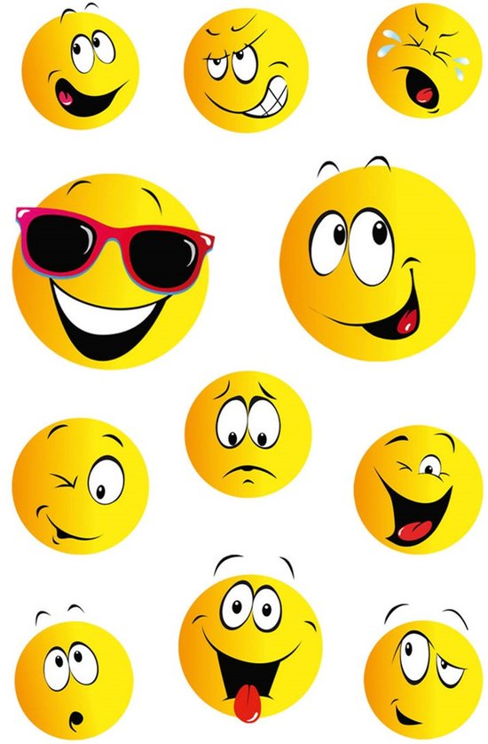 Foto: Smile emoticon hobby stickers 33x stuks kinderstickers stickervellen
