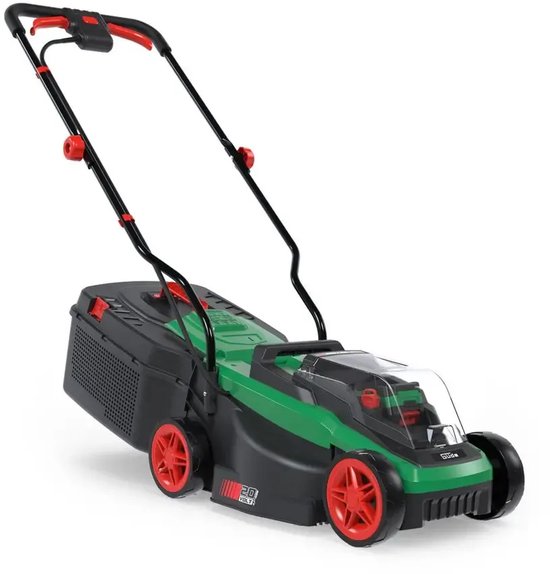 Foto: G de accu grasmaaier 320 20 4 95850 werkbreedte 32cm inclusief 4 0ah accu lader inclusief 30 liter opvangbak borstelloze motor compact lichtgewicht 