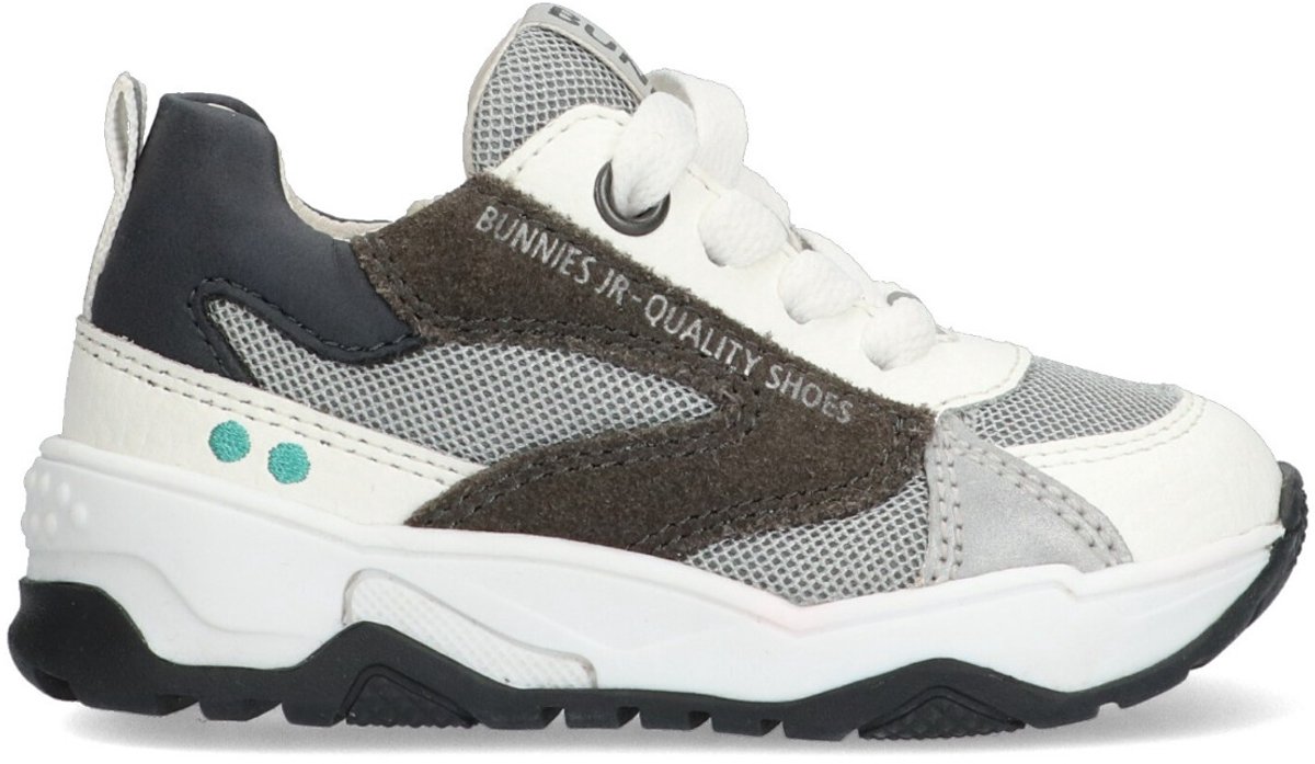 BunniesJR 225374-581 Jongens Lage Sneakers - Grijs/Blauw/Wit - Leer - Veters