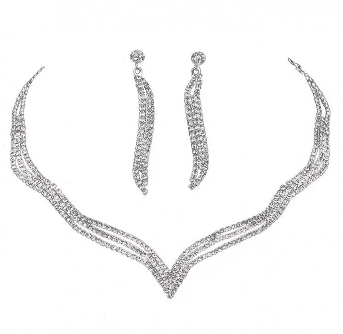 Bruidsketting- oorbellen-Amalia-Zilverkleur-Zirkonia - Charme Bijoux