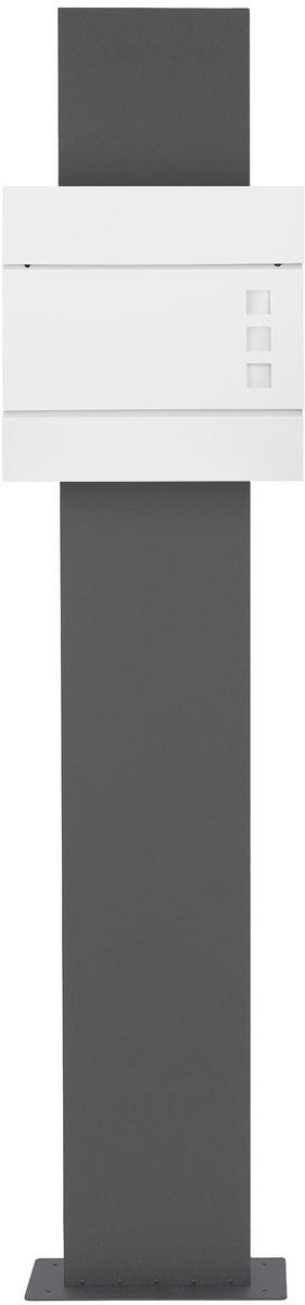 Brievenbus met krantenvak 37x36,5x10,5 cm wit staal