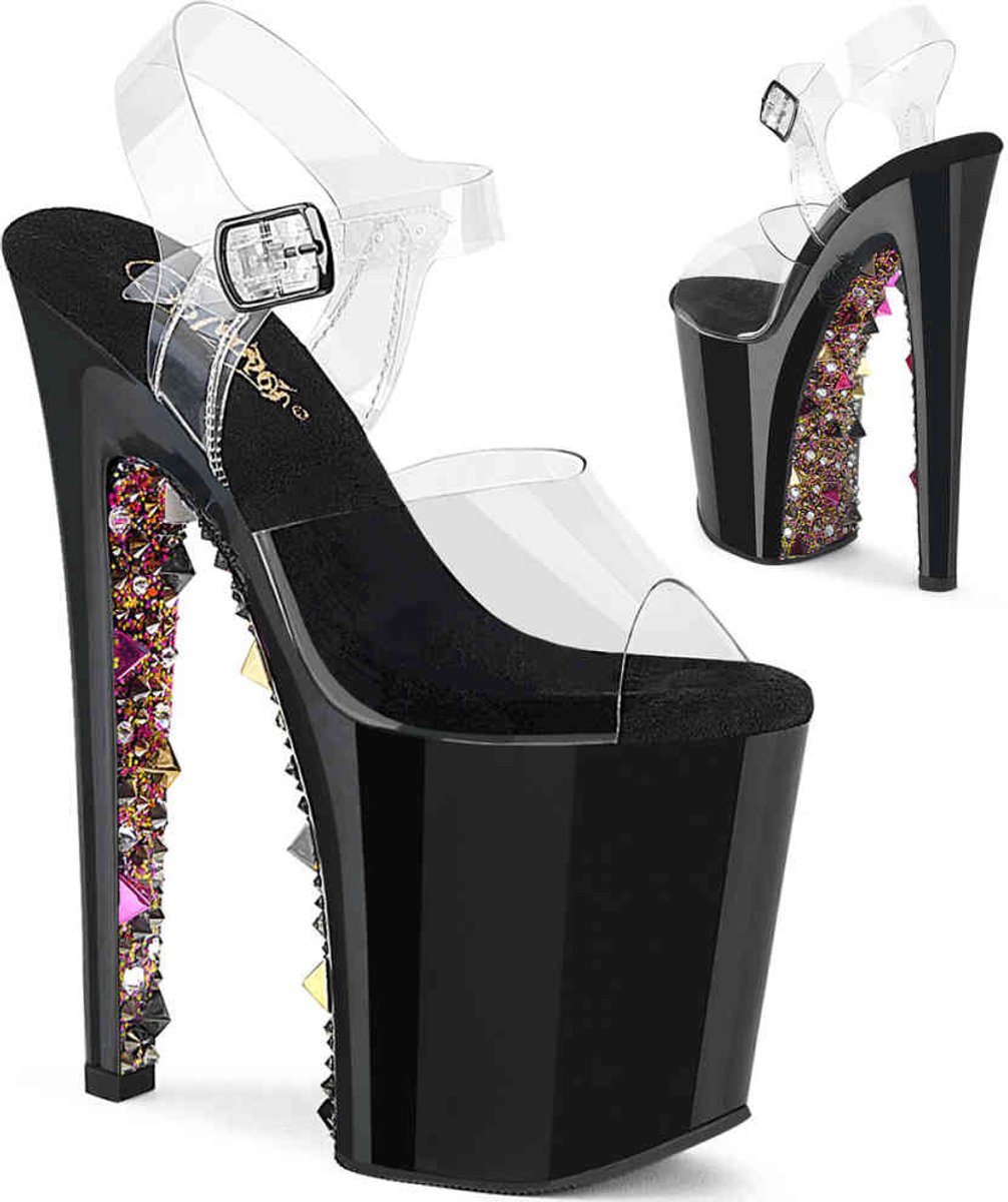 Pleaser - XTREME808PYRS Sandaal met enkelband, Paaldans schoenen - US 6 - 36 Shoes - Transparant/Goudkleurig