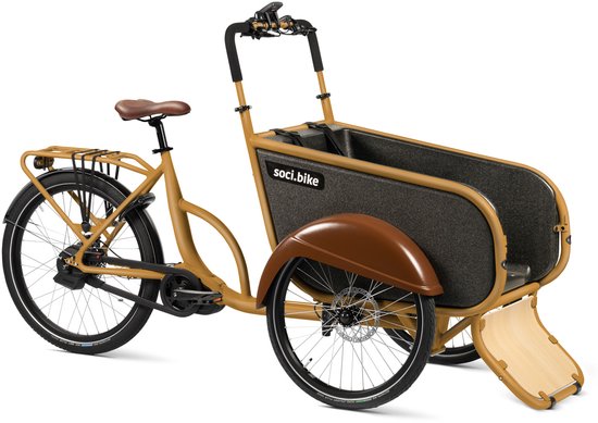 SociBike Compact elektrische bakfiets midmotor oker