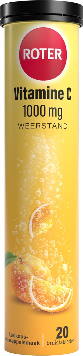 Goedkoopste Roter Vitamine C 1000mg bruis - Hoge dosering vitamine C ter ondersteuning van je weerstand - 20 bruistabletten met abrikoos-sinaasappelsmaak