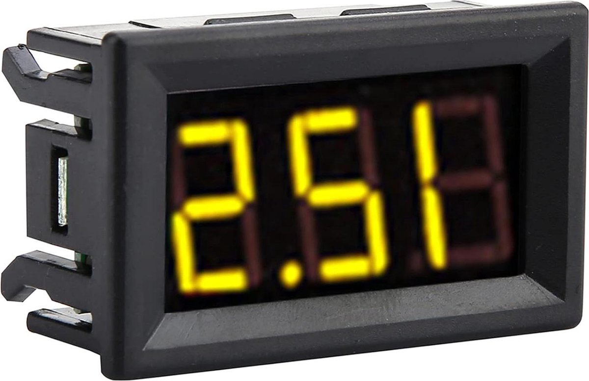 3 Draad Voltage Meter Panel Digitale LED Voltmeter met Omgekeerde Bescherming DC 0 Tot 100 V voor Motorfiets Auto Motor Panel Mount 4.8x2.9x1.9cm (achtergrondverlichting kleur geel)