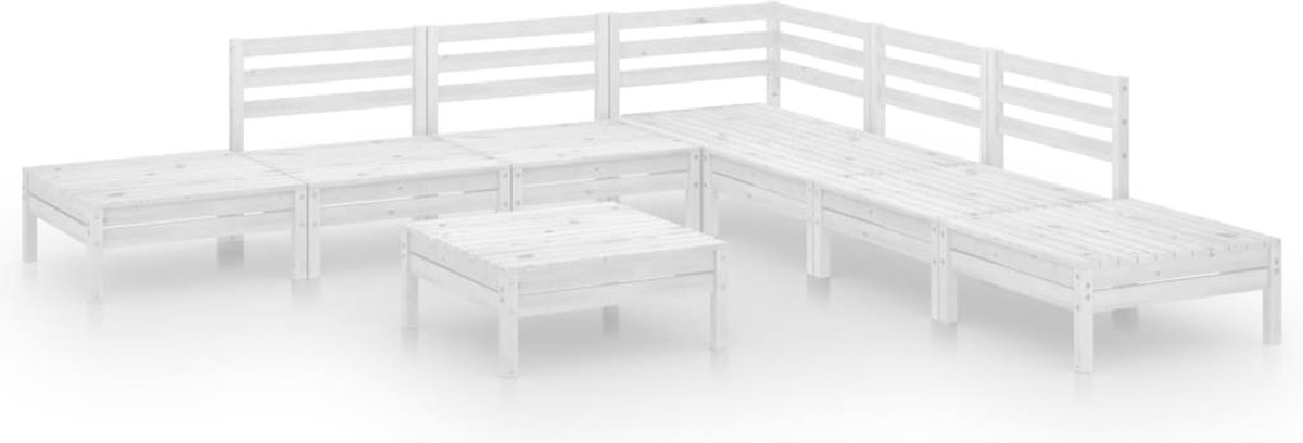 Luxe witte massief grenenhouten loungeset - hoekbank en tafel.