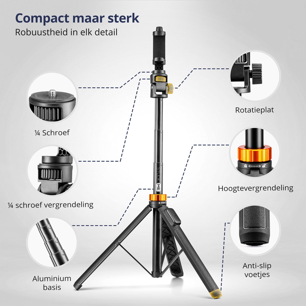 Studio ME - 180cm Telefoonstatief & Selfiestick thumbnail 3