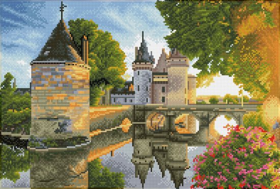 DQK12.002 Diamond Dotz® - Hobby Pakket - Diamond painting volwassenen - Diamond painting met lijst - Kasteel 35 x 52cm - Vierkante steentjes - Diamond painting pakket volledig