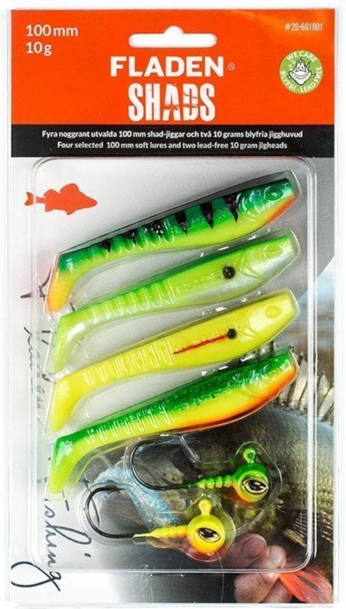 Fladen Soft lure assortment Shad 80 mm 4 pcs two jigheads 8 gram - Shad