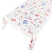 Tafelzeil Teacups -  140 x 350 cm - Multi tafellaken - Tafelkleed plastic - Voor buiten en binnen - Verschillende maten - Geleverd in een koker