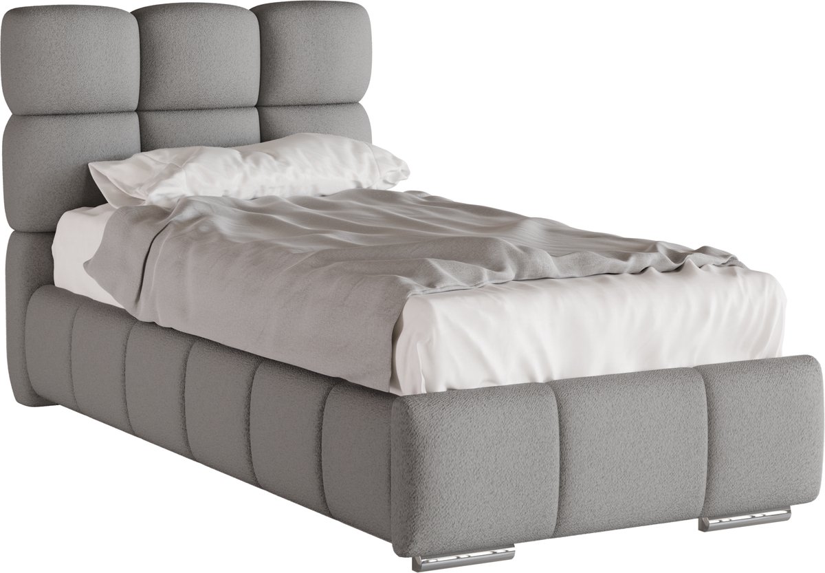 Homesy The Essence of Comfort Tweepersoonsbed Bliss / Eenpersoonsbed 90 x 200 cm met opbergruimte, lattenbodem en 7zonen Multipocketmatratze CIRA (24cm) grijs