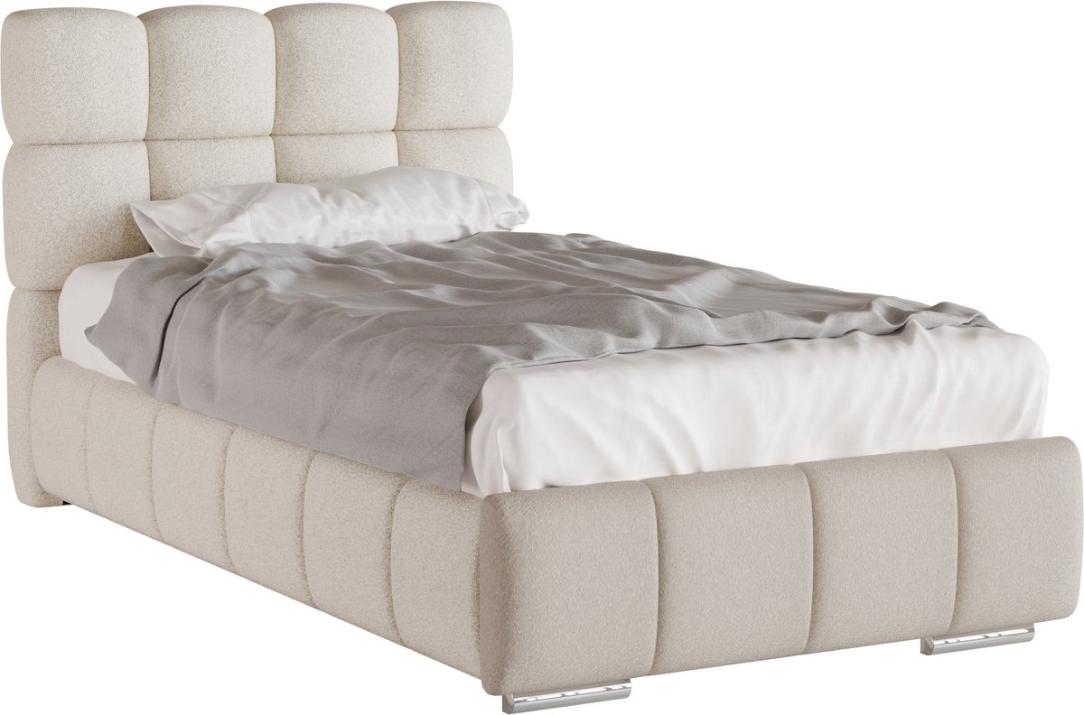 Tweepersoonsbed Bliss / Eenpersoonsbed 100 x 200 cm met opbergruimte, lattenbodem en Pocketveringmatras kokos H3/H4 (20 cm hoog)
