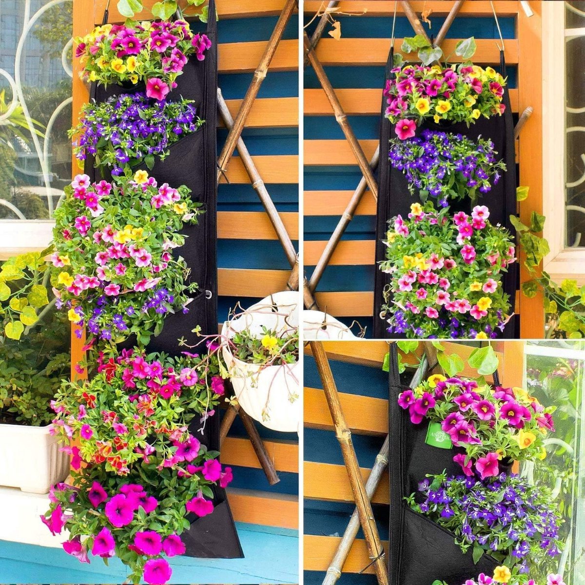 Verticale Tuin met Watersysteem - Verticale Moestuin - Plantenbak – Plantentoren – Moestuinbakken – Kweekbak – 7 Zakken - Zwart – foto 6