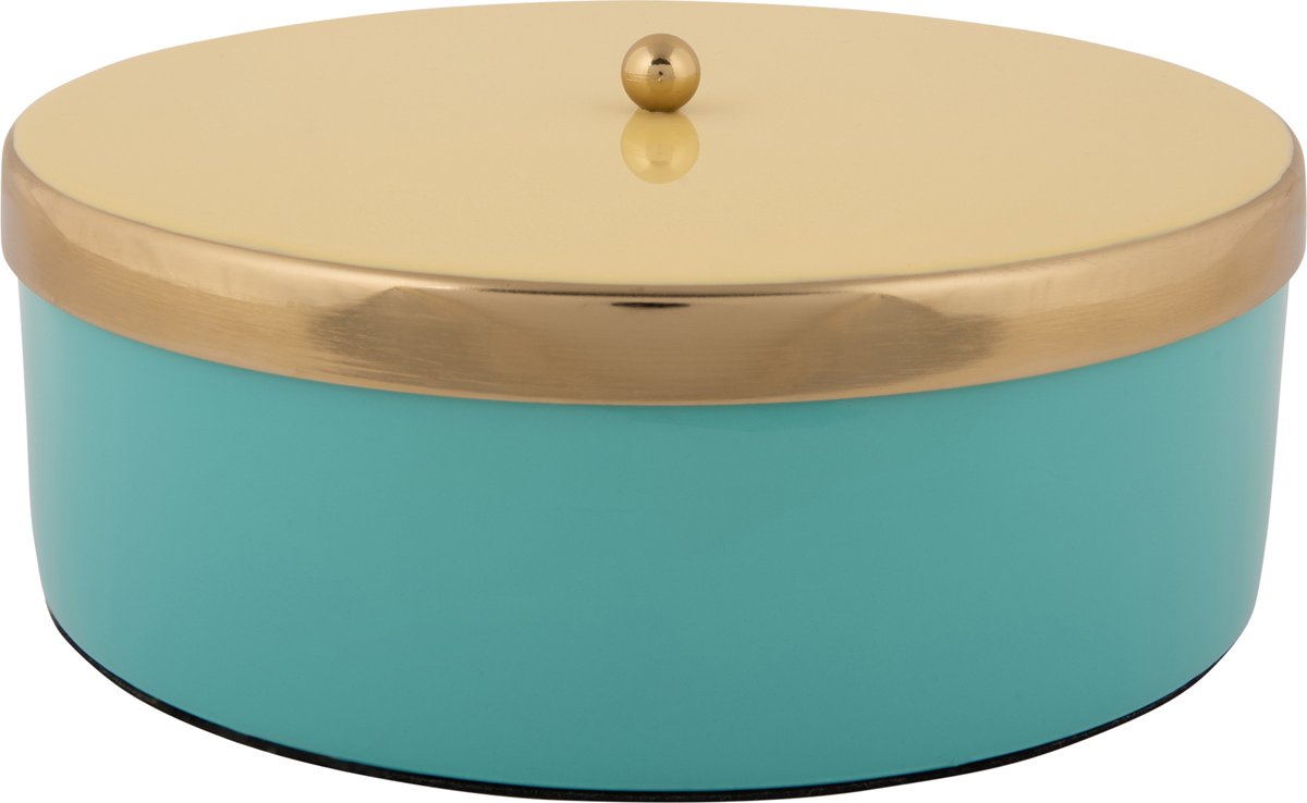 Present Time - Opbergbox Double Funky Large - Turquoise blue & soft yellow