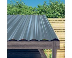 The Living Store Dakpanelen 12 st 80x36 cm gepoedercoat staal grijs - Metalen Dakpanellingen - Dakbedekking - Garage Dak - Carport Dak - Stal Dak