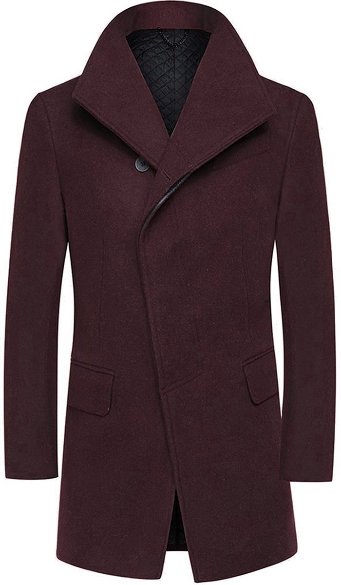 ALLTHEMEN Heren Lange Mantel Wollen Winterjas - Slim Fit Jas - XS