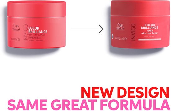De oude en nieuwe verpakking van het Wella Color Brilliance haarmasker, 150 ml.