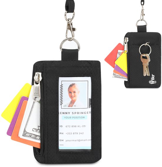 Euyehn Portemonnee met sleutelhanger, kaarthouder voor dames, waterdicht, nylon, sleutelhanger, portemonnee, sleutelhanger, portemonnee voor winkelen, reizen, Grijs, Refer to, Unisex