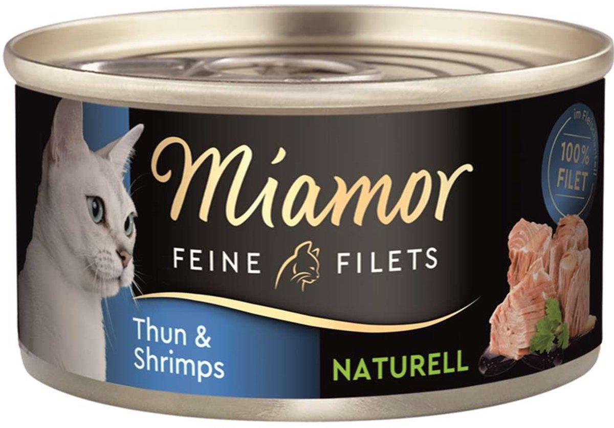 Miamor Miamor - Fijne filets naturel blik 24x80g - Tonijn & Garnalen