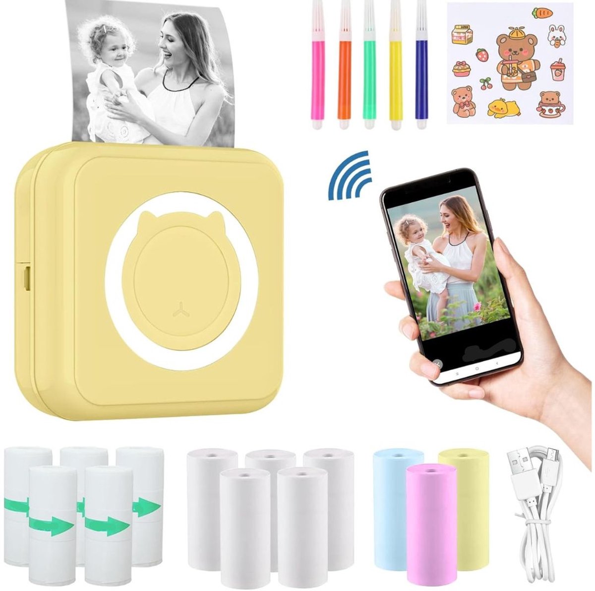 "Zylo® Fotoprinter voor Smartphone - Fotoprinter - Polaroid Printer Smartphone - Geel - 2x4x5cm "