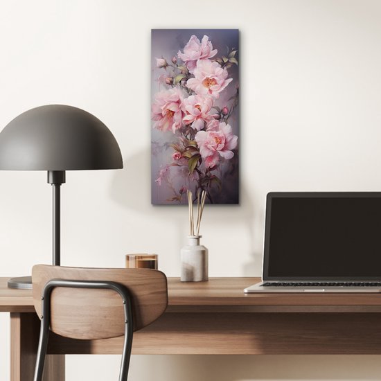 Tableau aluminium 20x40 cm - Décoration murale métal - Roses - Fleurs - Rose - Art - Aquarelle - Décoration murale métal salon - Décoration industrielle - Photo sur dibond - Accessoires industriels chambre