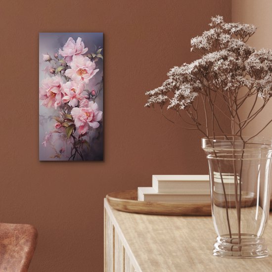 Tableau aluminium 20x40 cm - Décoration murale métal - Roses - Fleurs - Rose - Art - Aquarelle - Décoration murale métal salon - Décoration industrielle - Photo sur dibond - Accessoires industriels chambre