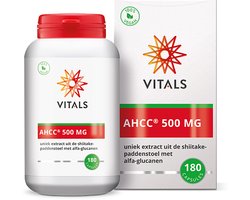 Vitals AHCC 500 mg - 180 capsules. Uniek extract uit de shiitake-paddenstoel met alfa-glucanen.