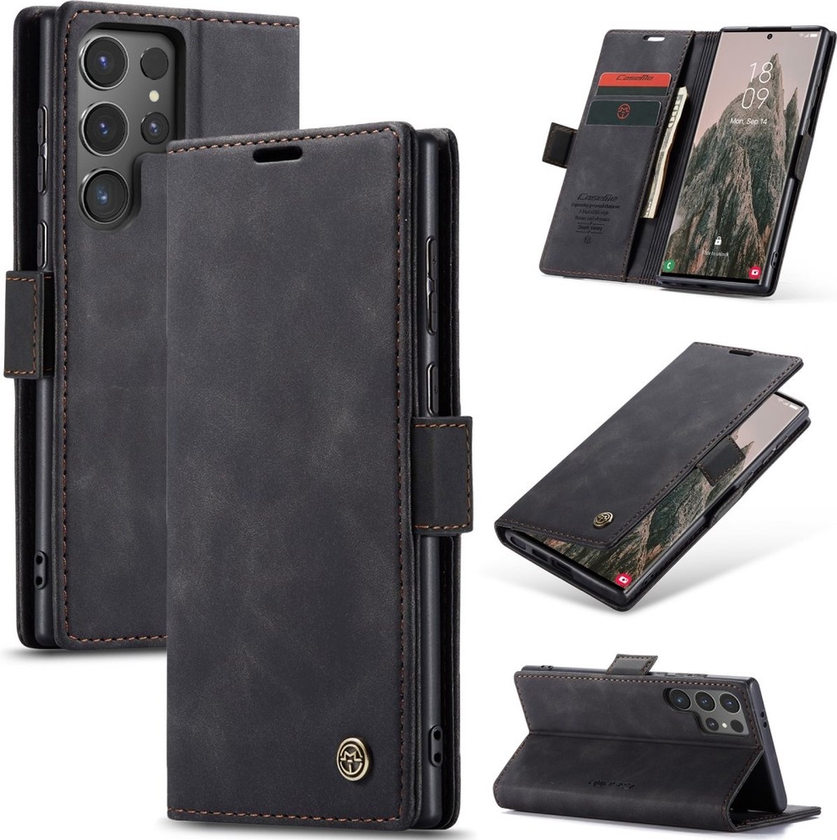 CaseMe Hoesje - Geschikt voor Samsung Galaxy S25 Ultra Hoesje - CaseMe 013 Book Case - Zwart