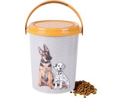 Dogi Huisdieren honden voedsel/voercontainer - voorraad box - kunststof - 11 liter - afsluitbare deksel - 26 x 30 cm - extra groot