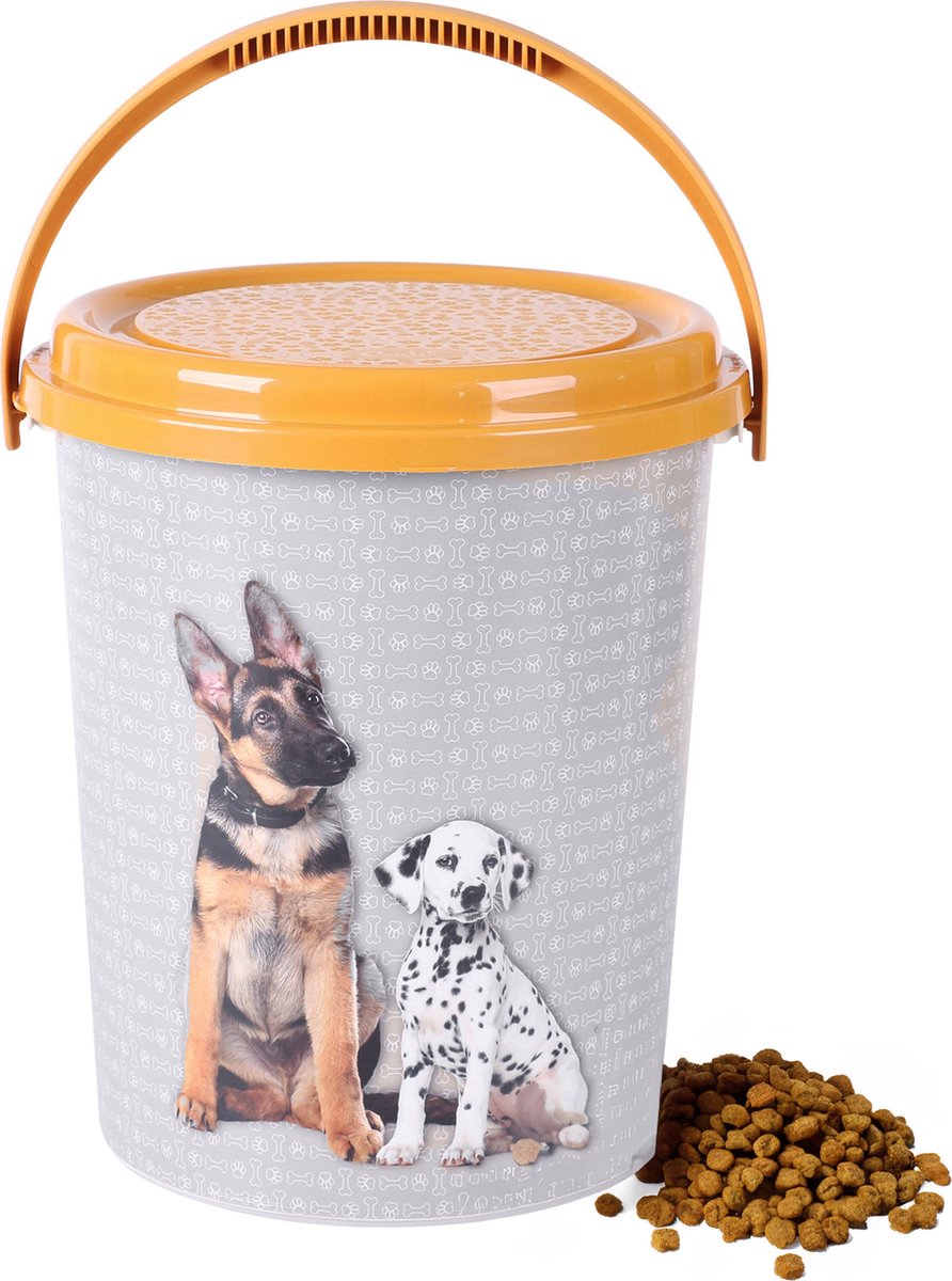 Dogi Huisdieren honden voedsel/voercontainer - voorraad box - kunststof - 11 liter - afsluitbare deksel - 26 x 30 cm - extra groot
