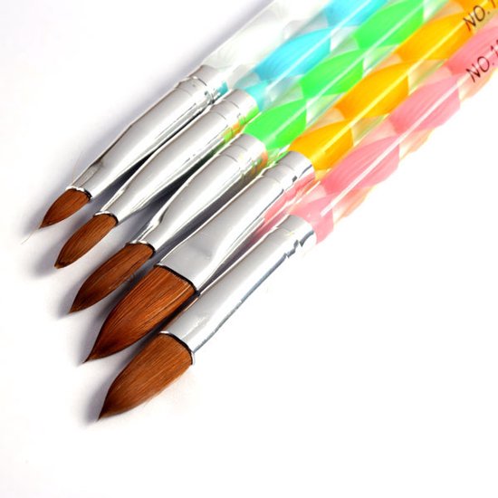 Acryl Penseel Kwast - Voor nagels - 5 kleuren