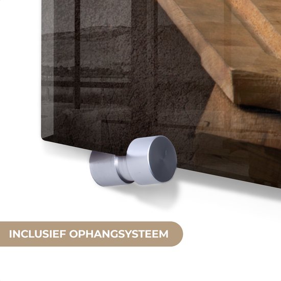 MuchoWow® Peinture sur verre 160x120 cm - Peinture sur verre acrylique - Planche à découper - Légume - Nature morte - Pâtes - Off - Tomate - Planche à découper - Photo sur verre - Peintures