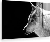 Peinture sur verre - Photo sur verre - Verre acrylique - Animaux sauvages - Loup - Zwart - Wit - Décoration murale - 90x60 cm - Salon - Décoration chambre - Décoration murale animaux