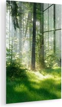 Peinture sur verre - Verre acrylique - Forêt - Herbe - Paysage - Arbre - Décoration murale - Peinture sur verre - 60x90 cm - Photo sur verre - Décoration murale - Peinture sur verre nature