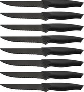 Bol.com Pleafind steakmessenset 8-delig scherpe gekartelde steakmessen roestvrijstalen steakmessen zwarte messen pizzamessen taf... aanbieding