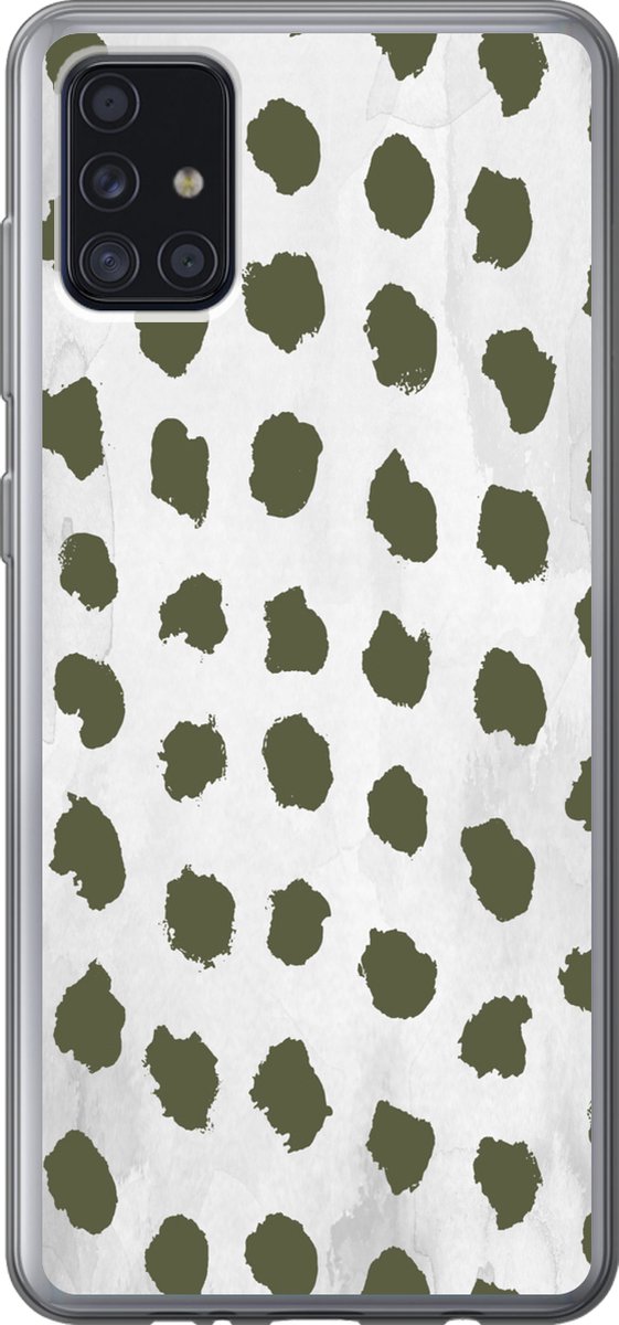 Telefoonhoesje Geschikt voor Samsung Galaxy A52 5G hoesje - Marmer print - Stippen - Groen - Siliconen Telefoonhoesje Telefoonhoesje