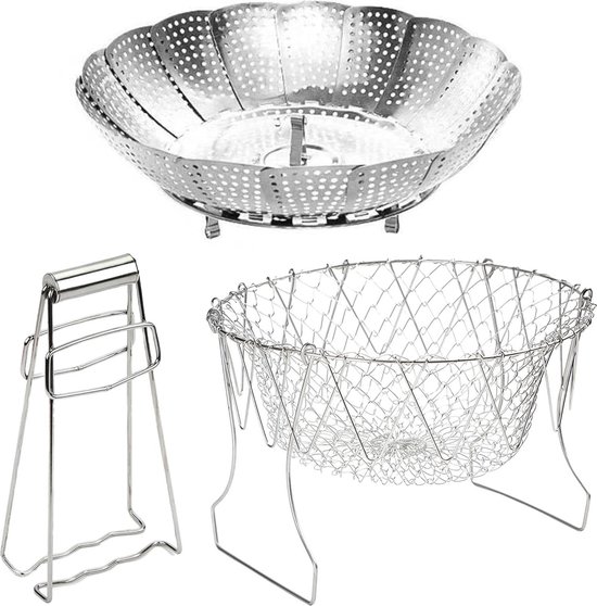 Frituurmand Eten mand met handvat roestvrij staal frituren mand vierkant opknoping verwijderbare filter friteuse keukengereedschap Friteusemand