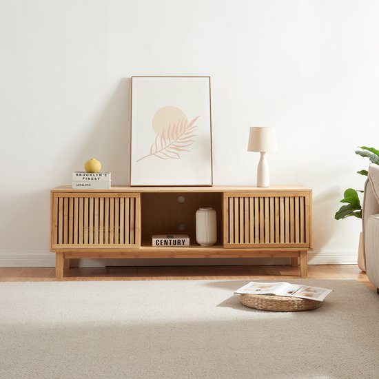 TV meubel Ypäjä 150x42x50 cm bamboe naturel [en.casa]