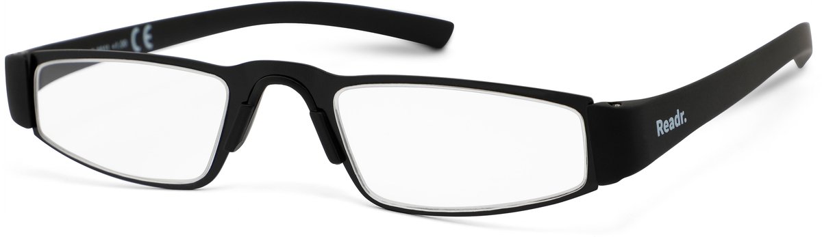 Leesbril Readr. LIMO – Kleur zwart/zwart – Sterkte +4.00 – Model lookover - Lichtmetalen montuur– Unisex leesbril – Extra lange rubberized veren – Hoogwaardige kwaliteit – Geschikt voor dagelijks gebruik