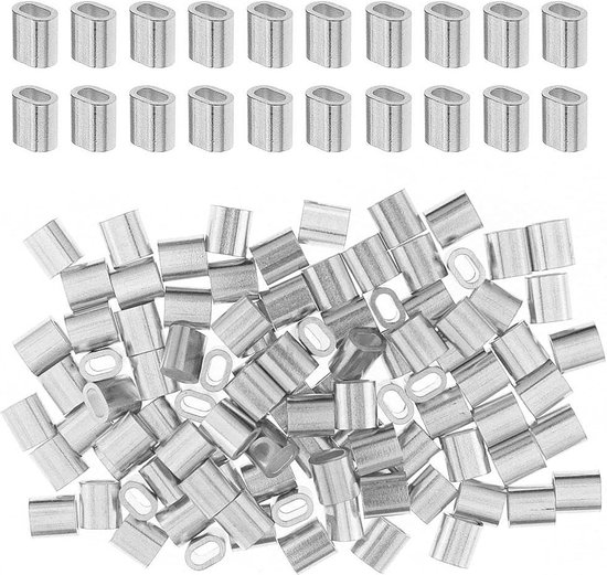 100 stks Krimpende Loop Sleeve Clips - Aluminium Ferrules voor Draad ...