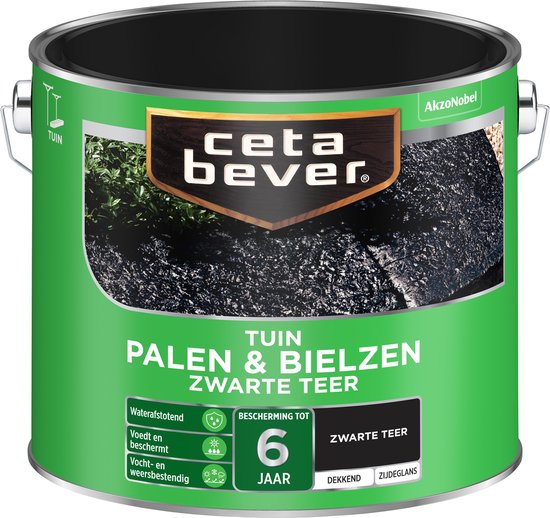 Cetabever - Tuinbeits Palen & Bielzen Zwarte Teer - Zwarte teer - 2,5 L