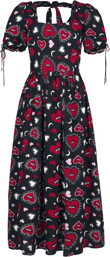 Hell Bunny Kate Heart Dames Lange jurk - zwart/rood - M