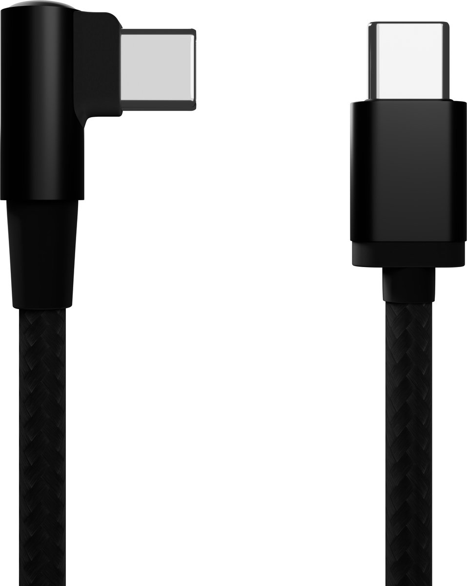 Haakse USB Type-C laad- & datakabel, 0.2 m, zwart