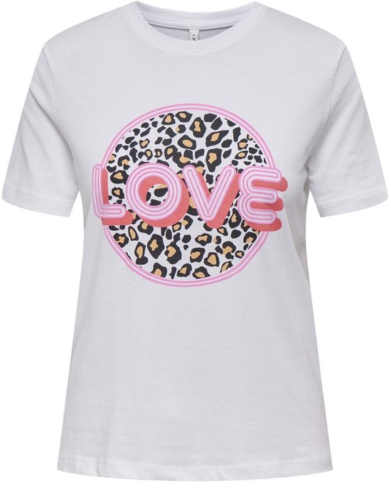 T-shirt Only Onlariya Life Reg S/s Love Top Box 15343191 White brillant /love Taille femme - S