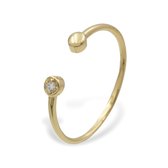 New Bling Zilveren Ring 9NB 0295 56 - Maat 56 - Zirkonia - Goudkleurig