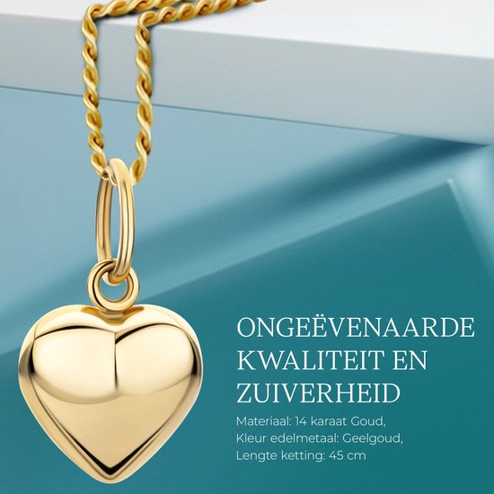 Miore - Collier Cœur en Or jaune - Femme - Or 14 Carats - Bijou hypoallergénique - Créoles