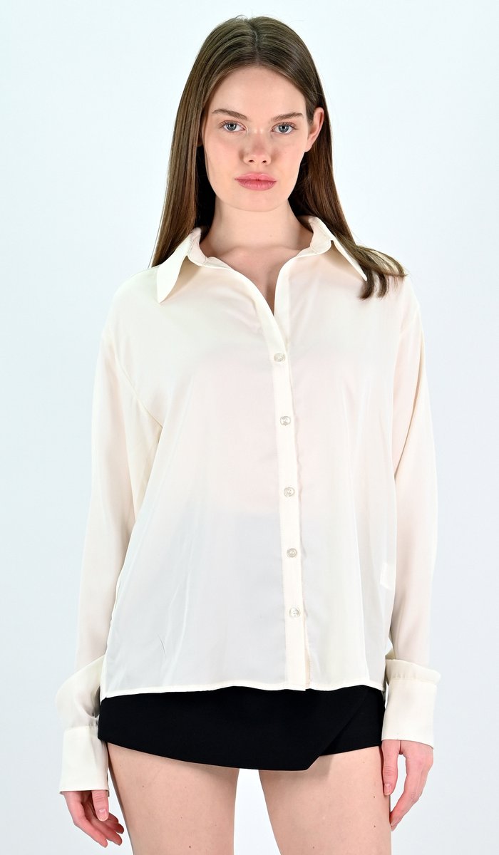 YesMooi - Basis Satijnen Blouse - Crème - M (38)