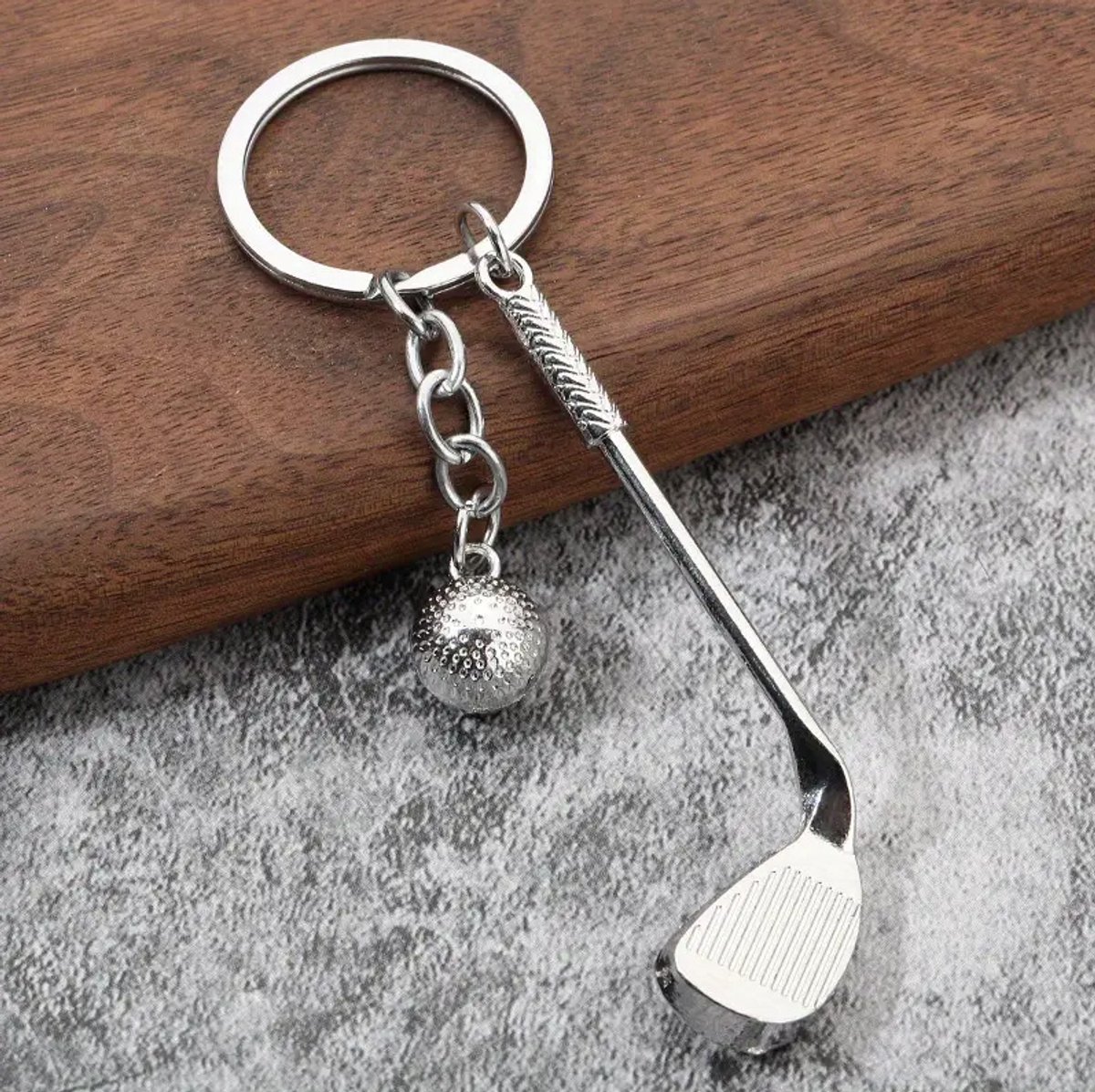Stripe golf sleutelhanger golfbal en club, zinklegering, golf cadeau